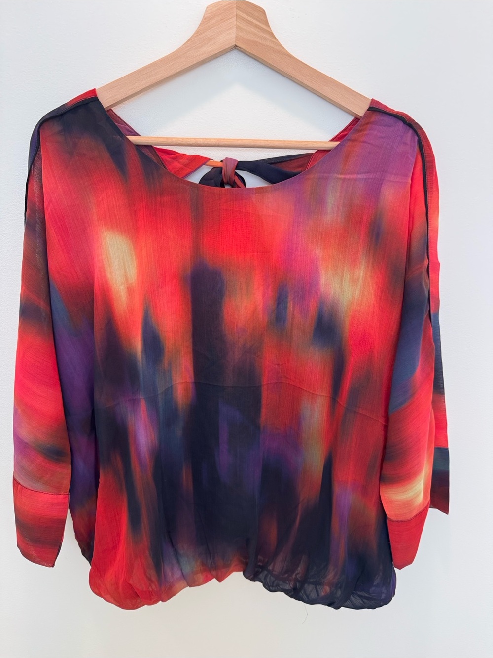 Liverpool Red Multi-Color Tie-Back Tunic Top